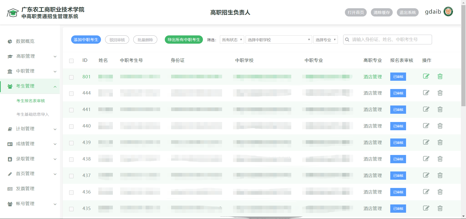 中(zhōng)高職貫通-考生管理(lǐ)